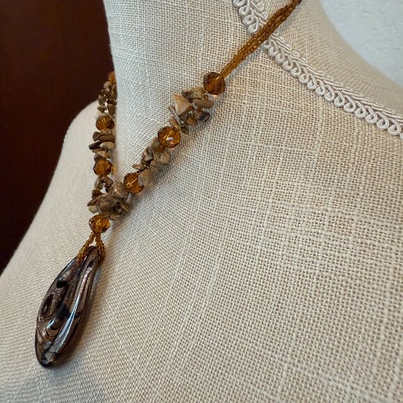 Art Glass and Jasper Artisan Necklace - Picture 6 of 9